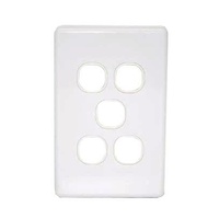 Five port wall plate white, accepts Clipsal (2000 series style)